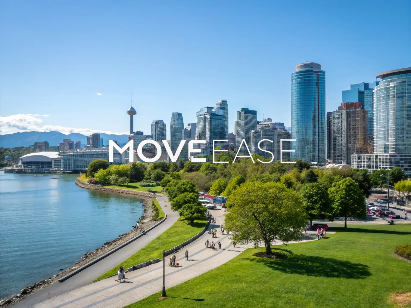 A panoramic view of downtown Vancouver, showcasing modern office buildings and the surrounding mountains, symbolizing the city's thriving tech startup scene.